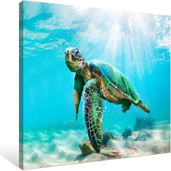 Summer Green Sea Turtle Wall Decor Tropical {2}