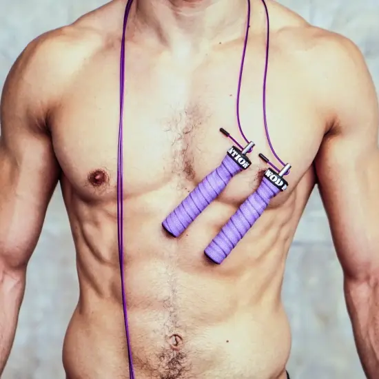 WOD Nation Attack Speed Jump Rope : Adjustable Jumping Ropes : Unique Two Cable Skipping Workout System : One Thick and One Light 11 Foot Cable : Perfect for Double Unders : Men and Women Purple {6}