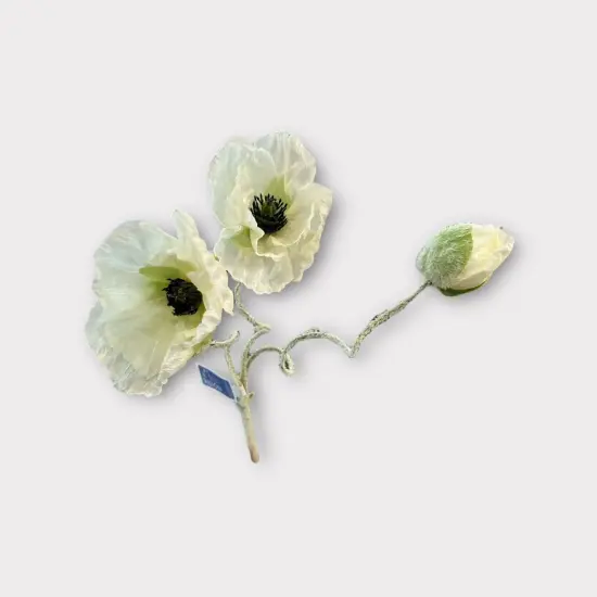 Artificial Cream Poppy Spray – 20" Faux Floral Stem for Crafts-FSP616-CR {3}