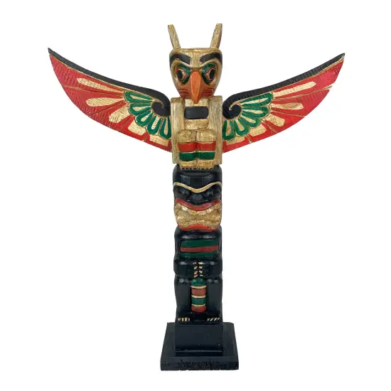 Northwest Coast Style Wooden Totem Pole Sculpture {1}