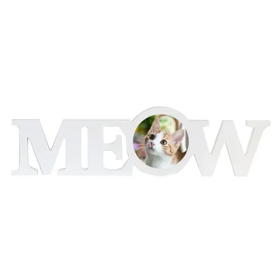 Sublimation Pet Product White Coated Wood Word Blocks D&eacute;cor for Mantle&ndash; Sublimation Ready with 3.74&rdquo; Plate- Meow {3}