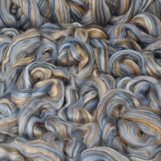 Designer Blend Merino, Bamboo, Stellina and Mulberry Silk Top Roving. Fancy, Colorful, Exotic - Limited Edition.  {1}