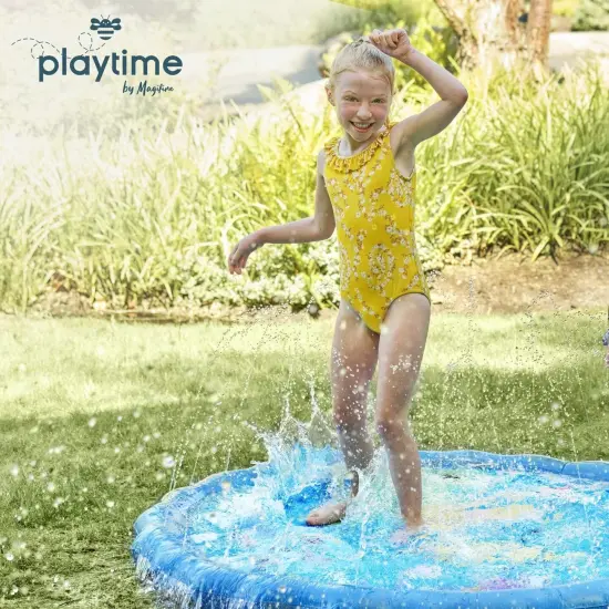 Magifire Sprinkler Splash Pad for Toddlers 1-3, 59 In., Water Toys for Dogs, Kids, Outdoor Baby Toys Ideal for Playtime and Cooling Off Outside, Easy to Setup, Ideal for Summer and Backyard Activities Blue {7}