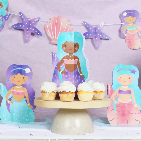 Big Dot of Happiness 8 Count Mermaid Characters 3D Centerpiece Table Decorations, Freestanding Mermaid Centerpieces for Girls' Birthday Party Decor {3}