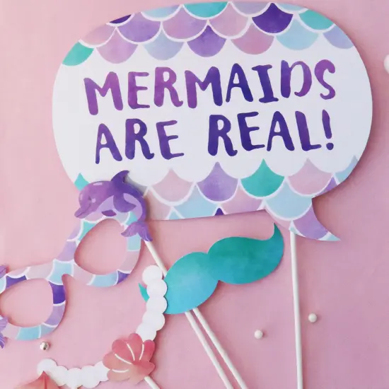 Big Dot of Happiness Mermaid Photo Booth Props Kit, Under the Sea Mermaid Birthday Party Supplies - 20 Count Selfie Prop Sticks {3}