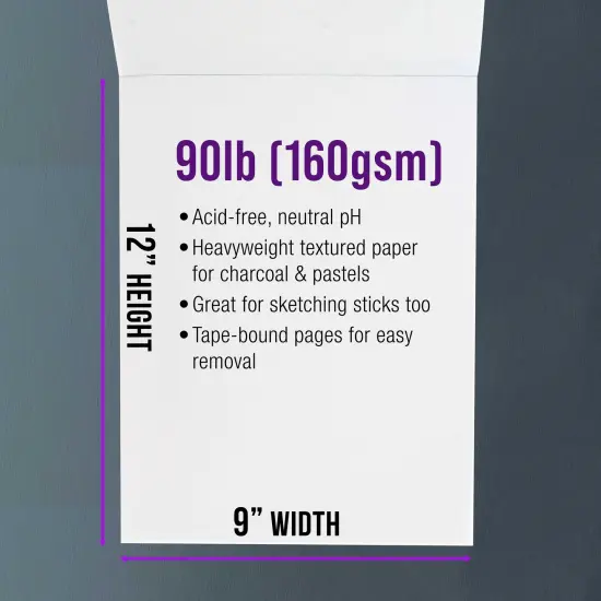 9" x 12" Premium Heavy-Weight Charcoal Sketchbook (2 Pack, 64 Sheets Total) - 90lb (160gsm) Sketch Book Pad for Charcoal, Pencil & Pastel Drawing {3}