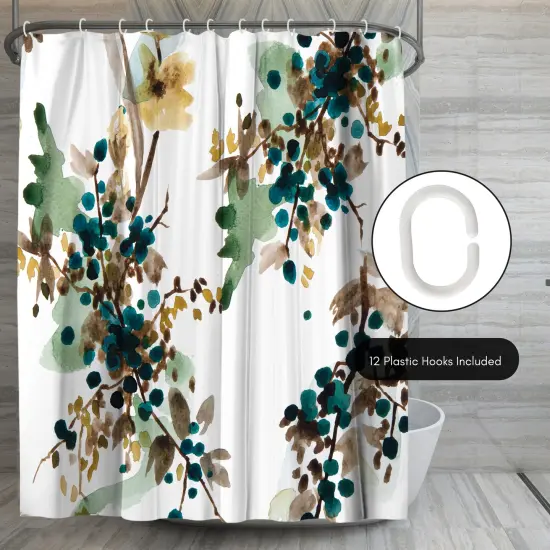 Americanflat 71" x 74" Shower Curtain, Watercolor Blueberry by New York Botanical Garden {5}