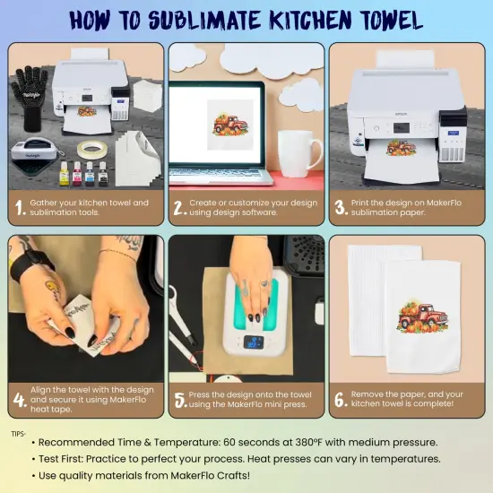 Makerflo Kitchen Towel for Drying High-Quality Polyester with Luxurious Waffle Weave Design Towels, Craft-Ready for DIY Gifts & Personalization - Sublimation {6}