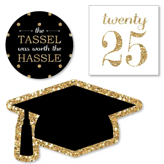 Big Dot of Happiness Gold 2025 Graduation Party - DIY Shaped Cut-Outs - 24 Count {1}