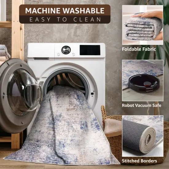 Sorbus 8x10 Area Rug, Machine Washable, Non-Slip, Vintage Rug With Rubber Backing {4}