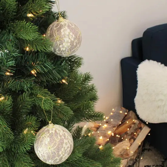 10cm Ball With Lace Flower Accents 2 Pcs {1}