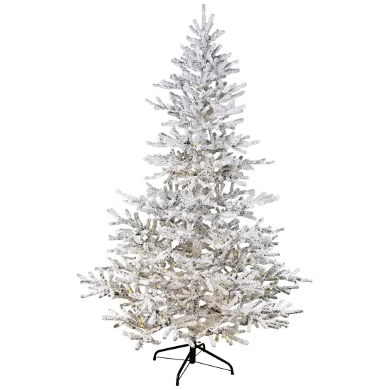 Northlight Pre-Lit Medium IPT Artificial Flocked Garden Christmas Tree - 7.5' - Warm White LED Lights Green {3}