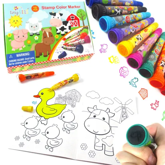 Farm Animals Barnyard Animals Stamp Marker Set - Set of 10 {1}
