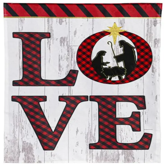 Nativity LOVE Christmas Garden Flag 2 Sided Burlap {1}