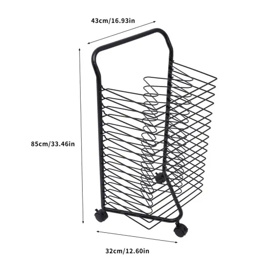 Mobile Paint Drying Rack Metal Desktop Artwork Storage 16 Shelves Rolling Cart {3}