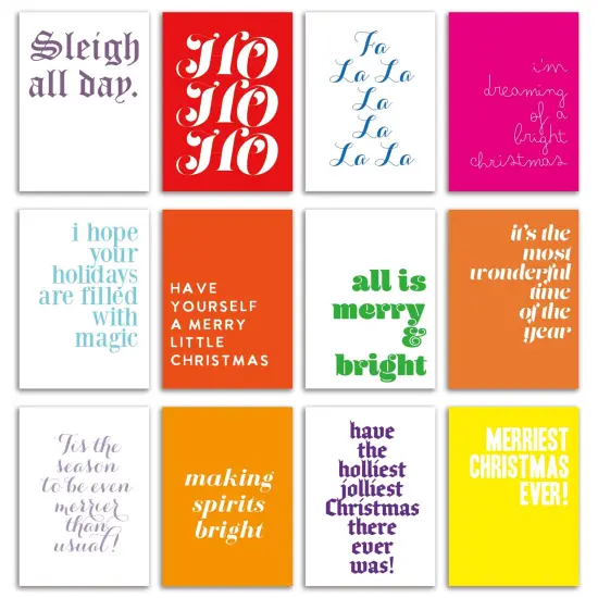 Modern Teen Christmas Greeting Cards Boxed Set of 24 Holiday Notecards Featuring Colorful and Fun Designs, Perfect for Young and Playful Festive Wishes {1}