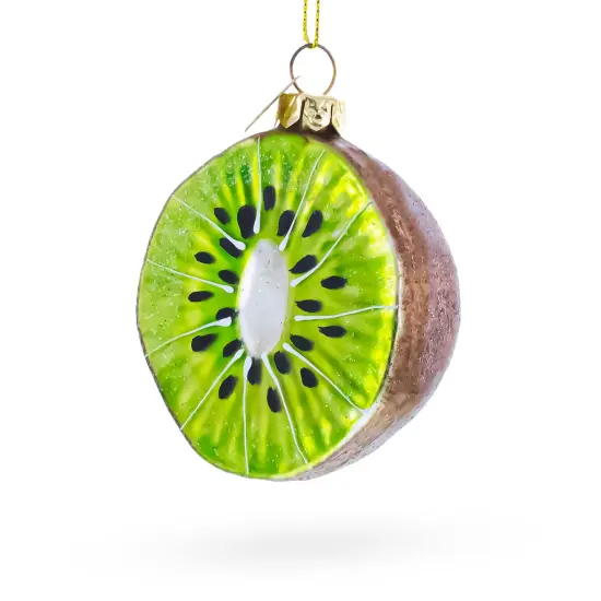 Kiwi Slice Glass Christmas Ornament {1}