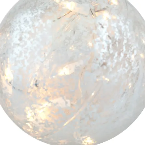 PENN Lighted Mercury Glass Finish Christmas Ball Ornaments - Silver - Clear Lights - Set of 3 {7}
