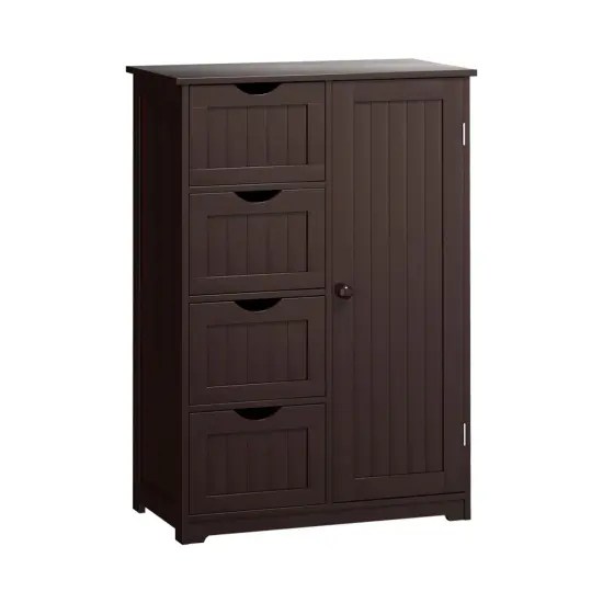 Modern MDF Storage Cabinet with 4 Drawers and Adjustable Shelf Ideal for Bathroom or Bedroom Grey {8}