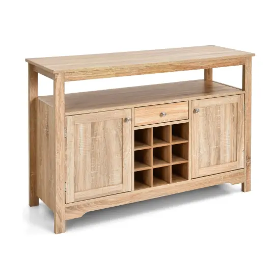 Buffet Server Sideboard Wine Cabinet Console Table with 1 Drawers and 2 Cabinet Natural {7}
