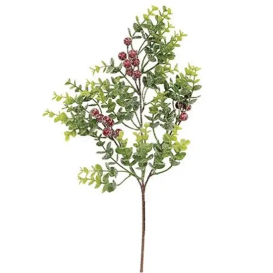 Snowy Glittered Boxwood & Berry Pick 19" {1}