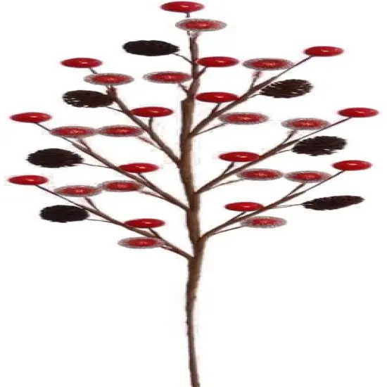 Vibrant Red Berry and Pine Cone Picks 17" - 12-Pack for Christmas Decor, Wreaths, Garlands, Table Centerpieces, and Holiday Crafts - 2024 Christmas Collection, Floral Home by Artificial Flowers {3}