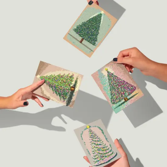 Vintage-Inspired Christmas Greeting Cards Boxed Set of 24 Holiday Notecards Featuring Retro Christmas Tree Designs, Perfect for Nostalgic and Festive Wishes {6}