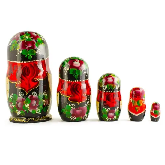 Set of 5 Red Riding Hood Wooden Nesting Dolls Matryoshka 6.5 Inches {3}