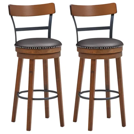 Set of 2 Swivel Counter Height Bar Stools Suitable for Bistro, Kitchen and More {1}