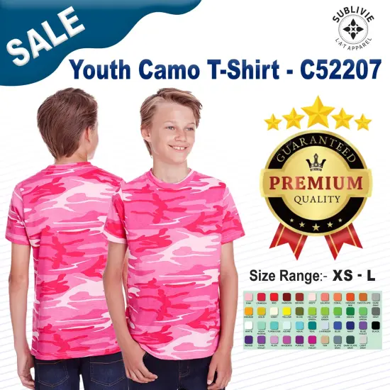 Code Five&reg; Youth Camo T-Shirt PINK WOODLAND {2}