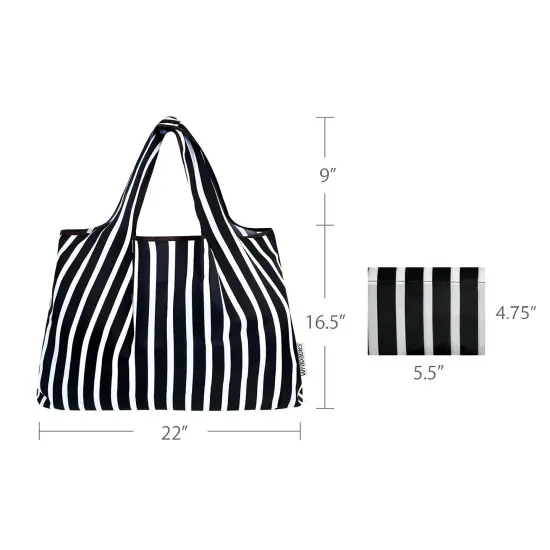 Wrapables Large Foldable Tote Nylon Reusable Grocery Bags, Stripes {2}
