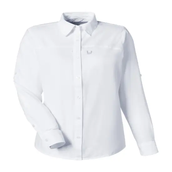 HUK&reg; Ladies' Tide Point Long Sleeve Shirt White {1}