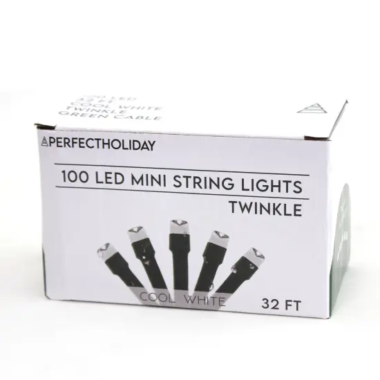 Perfect Holiday 100 LED String Lights Waterproof Outdoor Flashing White {5}