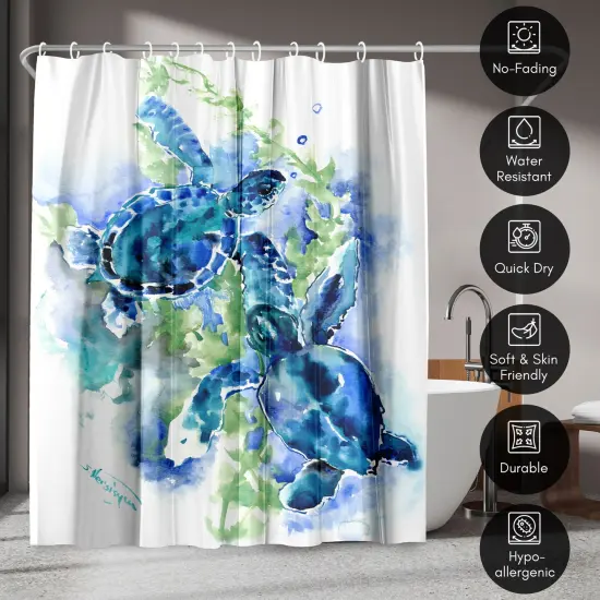 Americanflat 71" x 74" Shower Curtain, Sea Turtles 1 by Suren Nersisyan {4}