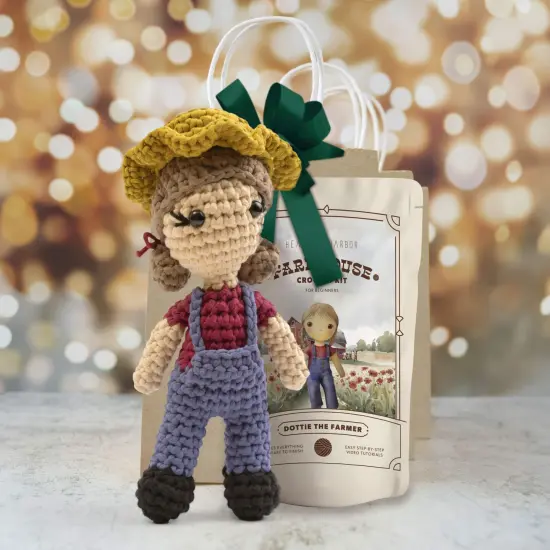 Hearth & Harbor Amigurumi Crochet Kit for Beginners Dottie the Farmer {4}