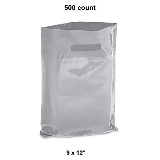 9 x 12" Die Cut Handle Bags Silver {1}