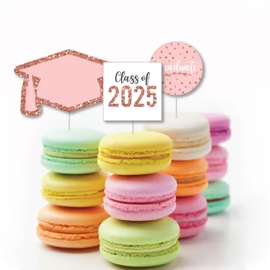 Big Dot of Happiness Rose Gold Grad - DIY Shaped 2025 Graduation Party Cut-Outs - 24 Count {4}