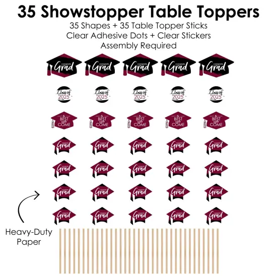 Big Dot of Happiness 2025 Maroon Graduation Party Centerpiece Sticks - Showstopper Table Toppers - 35 Pieces {7}