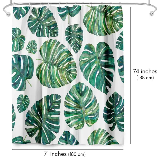 Americanflat 71" x 74" Shower Curtain, Tropical Leaves by Elena O'Neill {2}