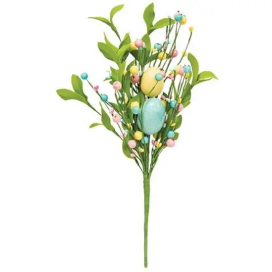 15&rdquo;High Easter Eggs and Herb Leaves Bush with Green Paper-Wrapped Branches and Stem {1}