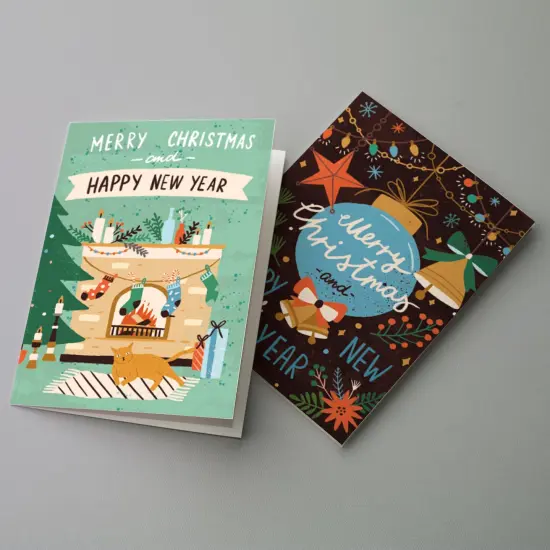 Boho Christmas Greeting Cards Boxed Set of 24 Holiday Notecards Featuring Modern and Whimsical Bohemian Designs, Perfect for Festive and Unique Wishes {6}