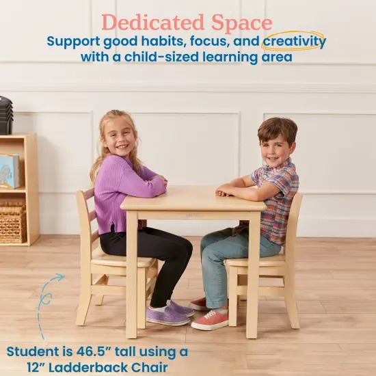 24in Square Hardwood Table with 22in Legs, Kids Furniture Antique White {3}