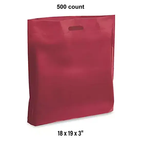 Durable Reusable Die Cut Bags for 18 x 19 x 3" Burgundy {1}