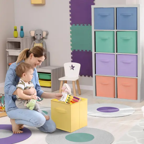 Sorbus Large 13" Storage Bins - 12 Pack Sturdy Collapsible Fabric Storage Cubes with Handle Pastel combo {11}