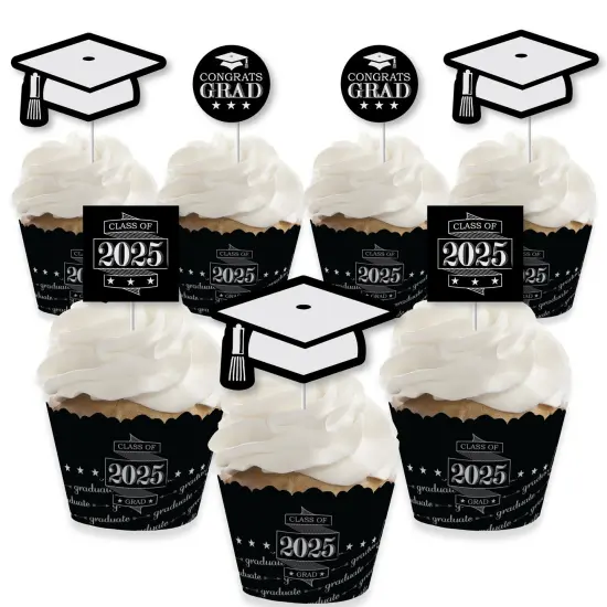 Big Dot of Happiness Graduation Cheers - Cupcake Decoration - 2025 Graduation Party Cupcake Wrappers and Treat Picks Kit - Set of 24 {1}