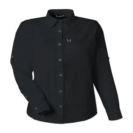 HUK&reg; Ladies' Tide Point Long Sleeve Shirt Black {1}