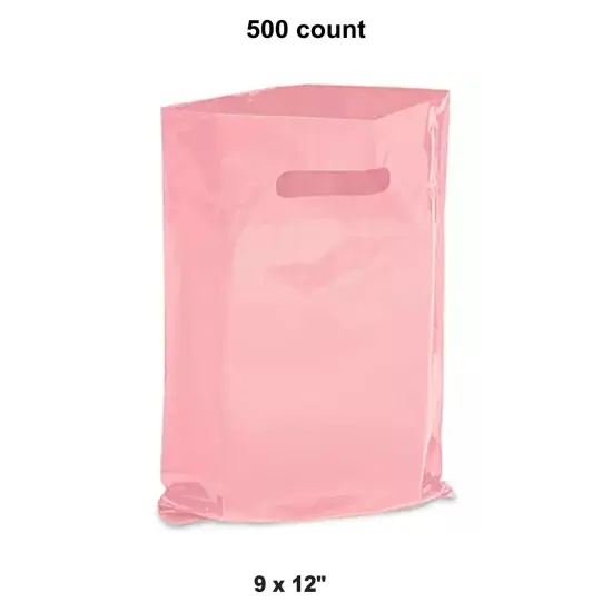 9 x 12" Die Cut Handle Bags Pink {1}