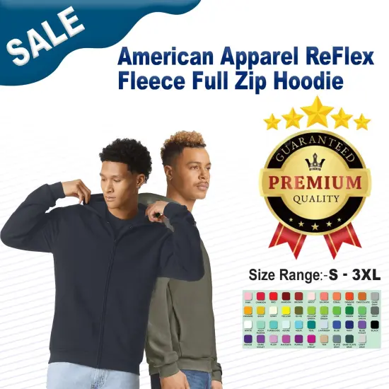 American Apparel&reg; ReFlex Fleece Full-Zip Hoodie Sea blue {2}