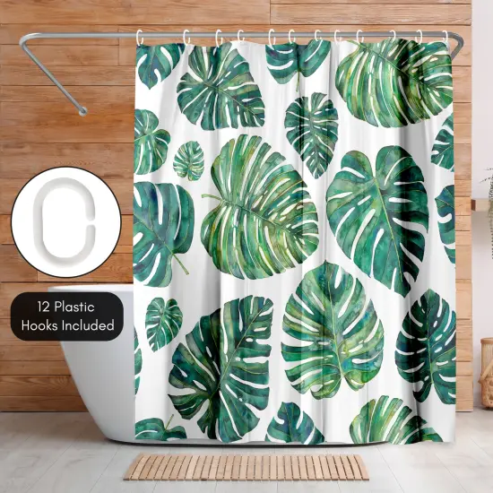 Americanflat 71" x 74" Shower Curtain, Tropical Leaves by Elena O'Neill {5}