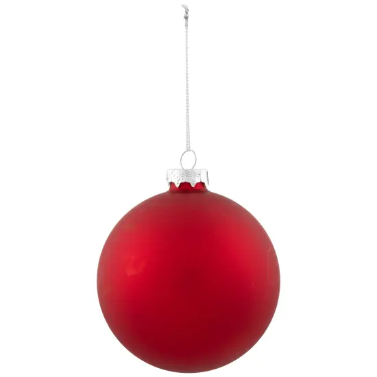 Northlight 2-Finish Christmas Glass Ball Ornaments - 4" (100mm) - Red - 4ct {5}